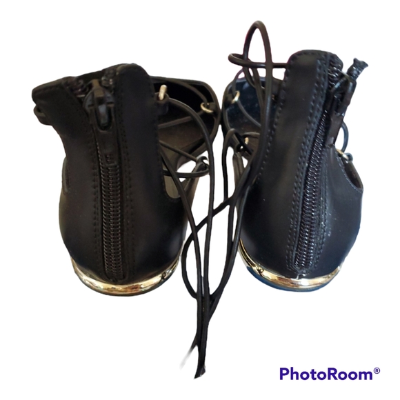 ALDO Pointed Toe Ballerina Ankle Wrap Black Flats - Size 5 / 35 - Picture 3 of 4